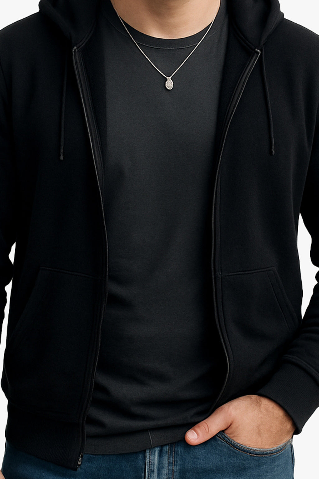 Black Zipper Hoodie