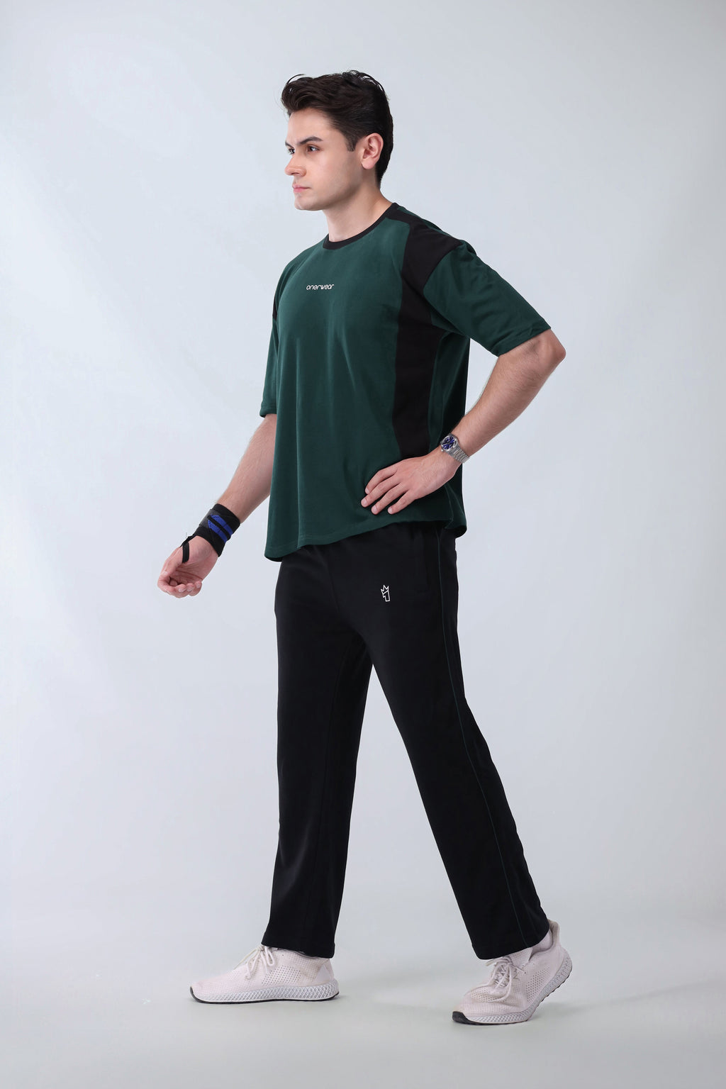 Mens - Cotton Tracksuit - Twilight Green Drop Shoulder