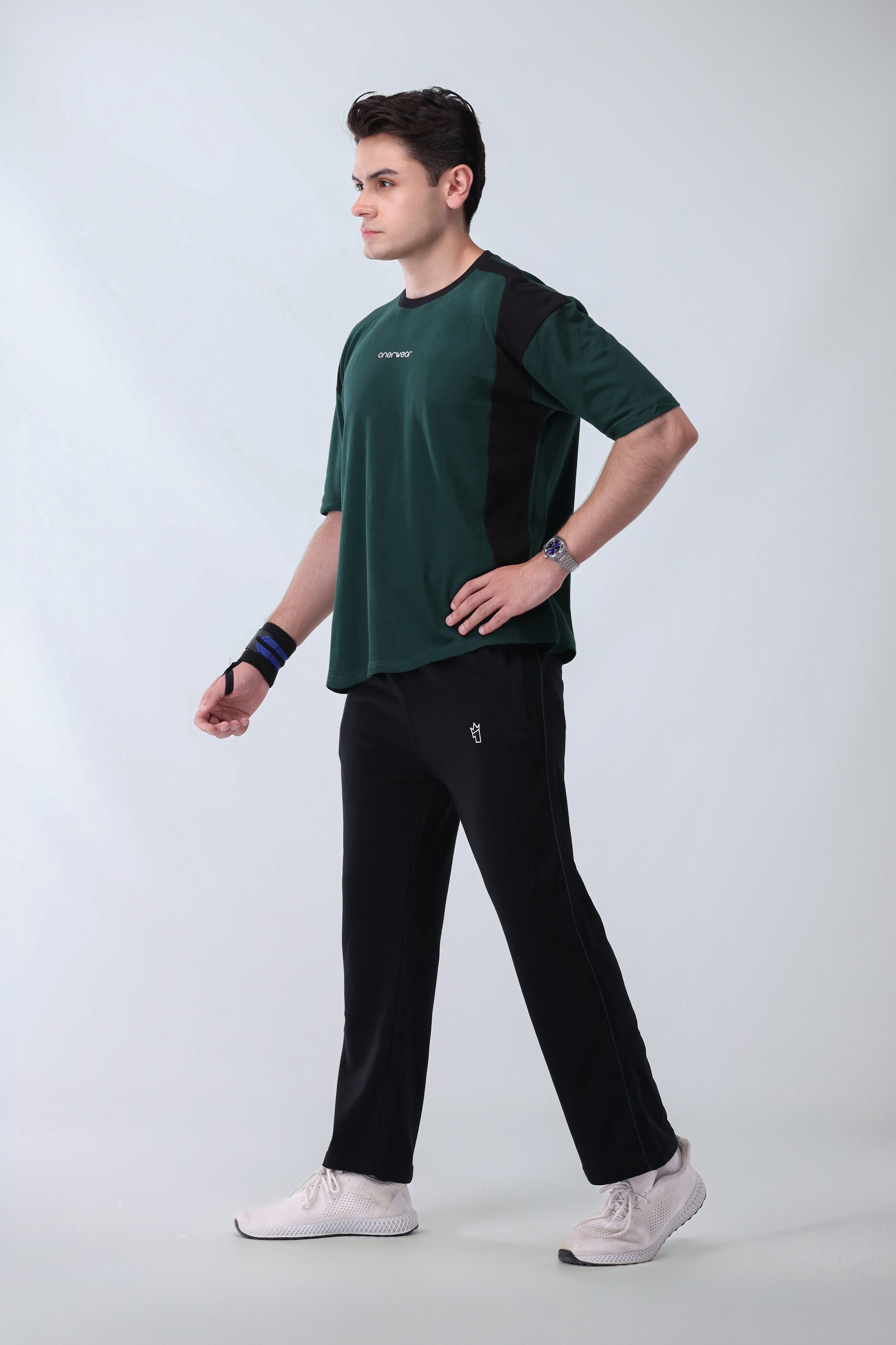 Mens - Cotton Tracksuit - Twilight Green Drop Shoulder