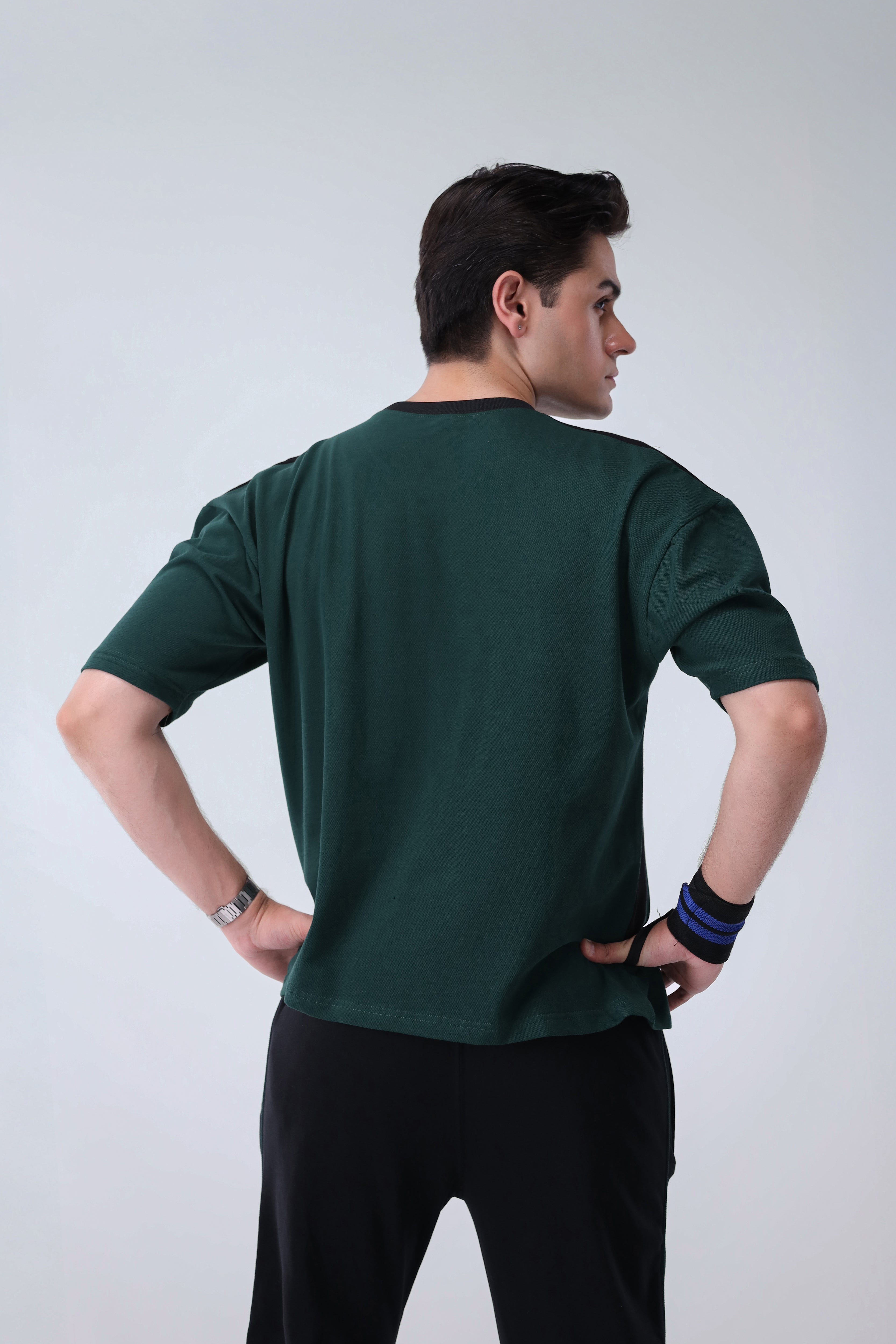 Mens - Cotton Tracksuit - Twilight Green Drop Shoulder