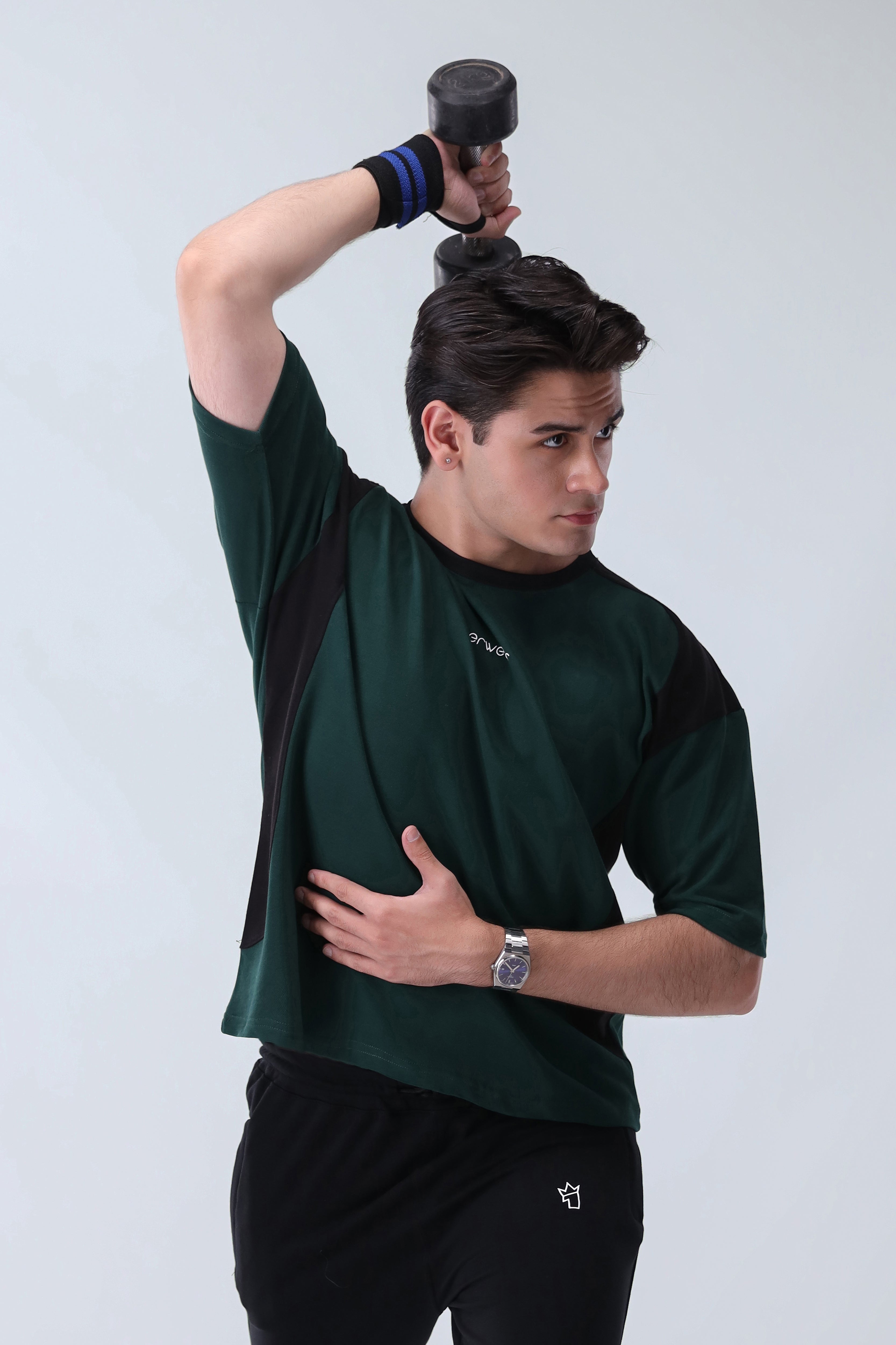 Mens - Cotton Tracksuit - Twilight Green Drop Shoulder