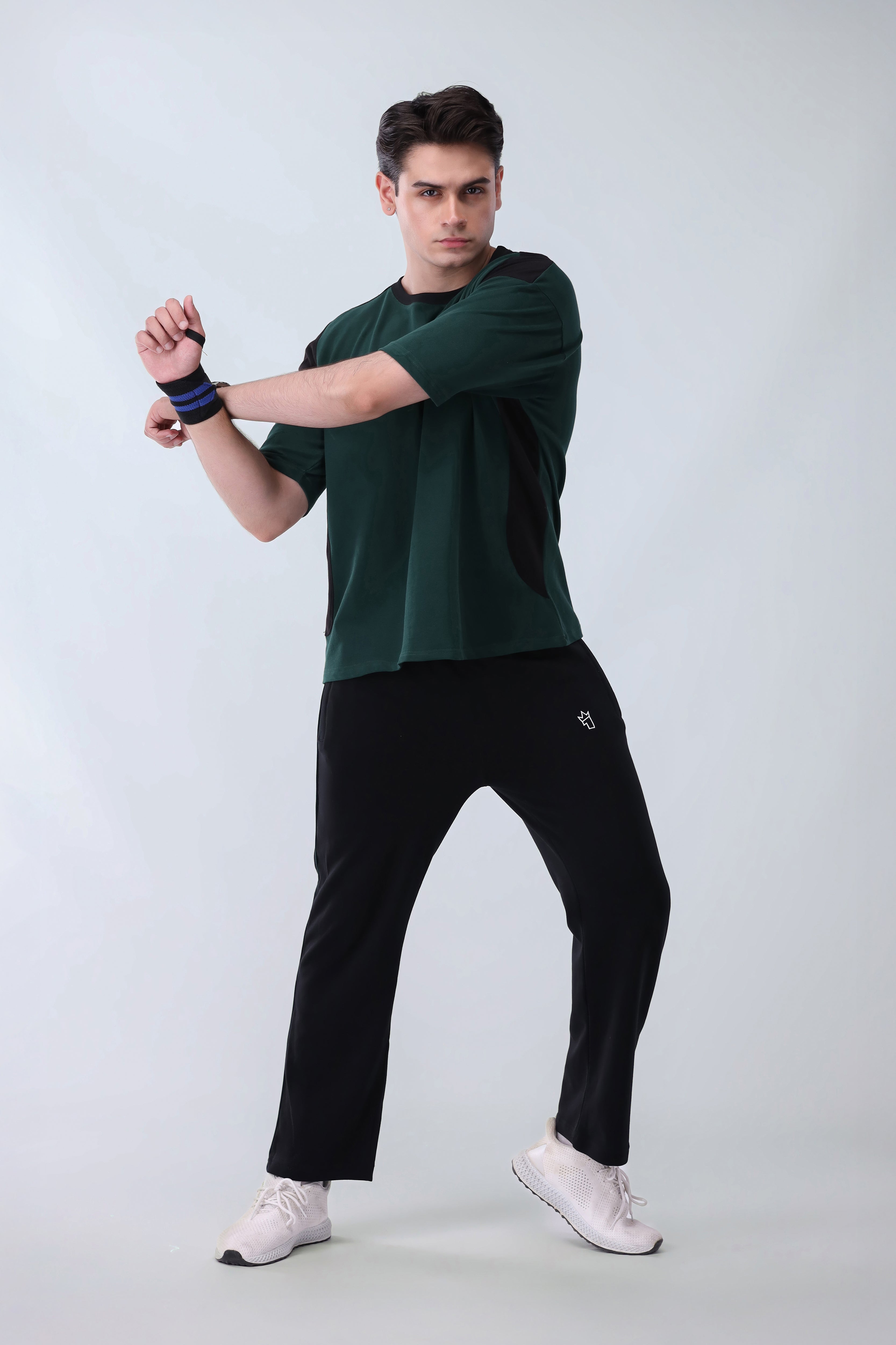 Mens - Cotton Tracksuit - Twilight Green Drop Shoulder