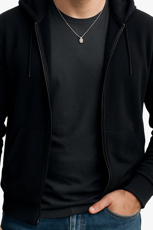 Black Zipper Hoodie