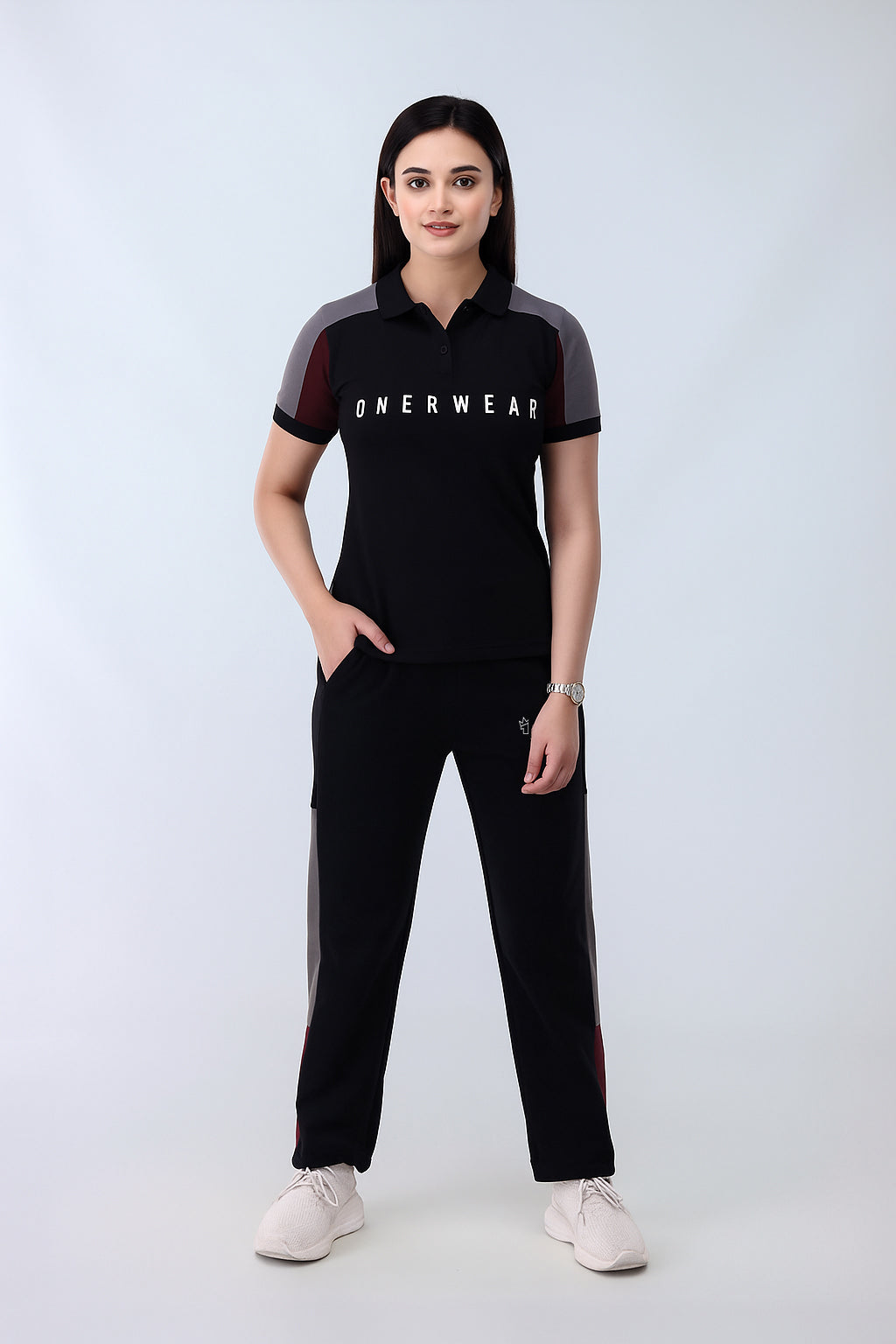 Womens - Cotton Tracksuit - Black Boost