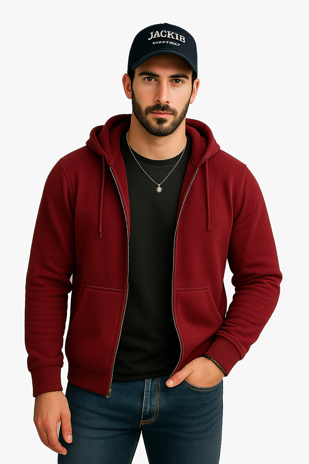 Maroon Zipper Hoodie