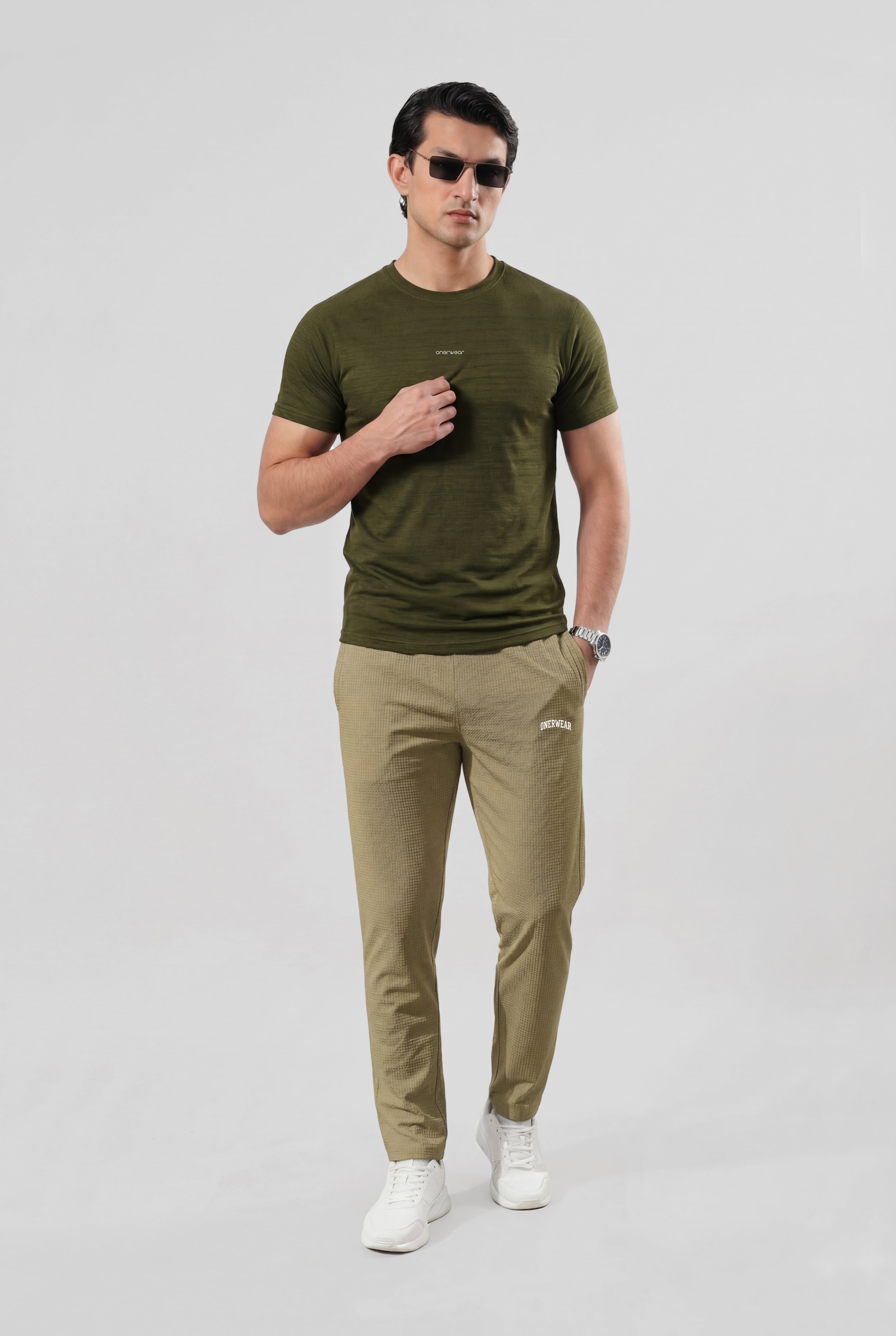 Mens - Dri Fit - Stretchable Bee Mesh - Olive + Dri Fit Dot Mesh Trouser - Light Green