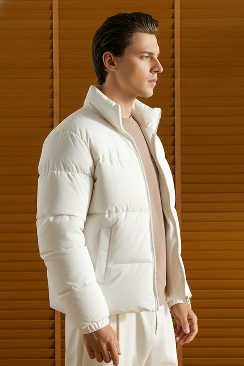 Mens - Puffer Jacket (Full Sleeves) - White