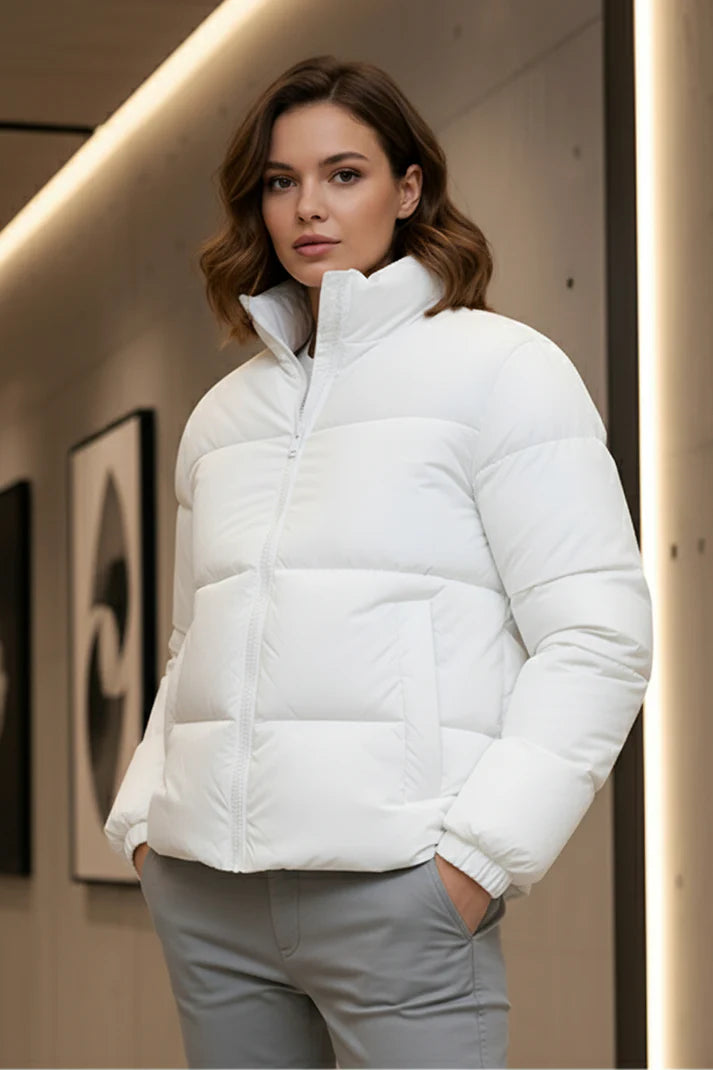 Women's - Puffer Jacket (Full Sleeves) - White